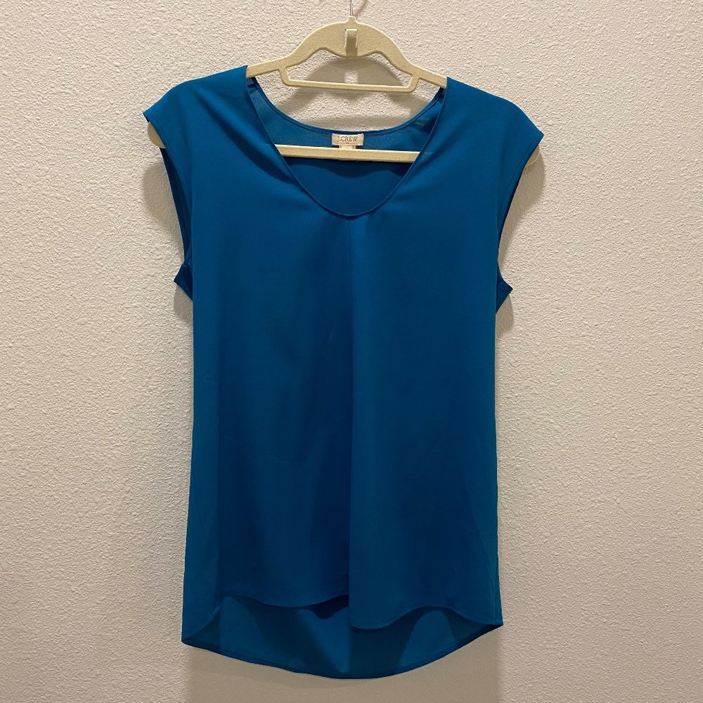 J.CREW FACTORY Cap Sleeve Shirttail Top Teal Blue